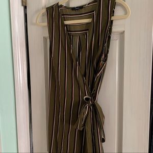 Striped Chiffon Wrap Dress